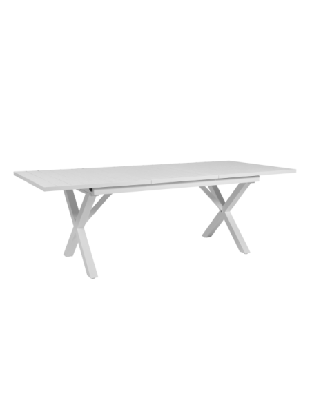 Mesa Extensible Exterior HILLMOND 160/220x100 cm de Comedor, Aluminio Blanco - Brafab