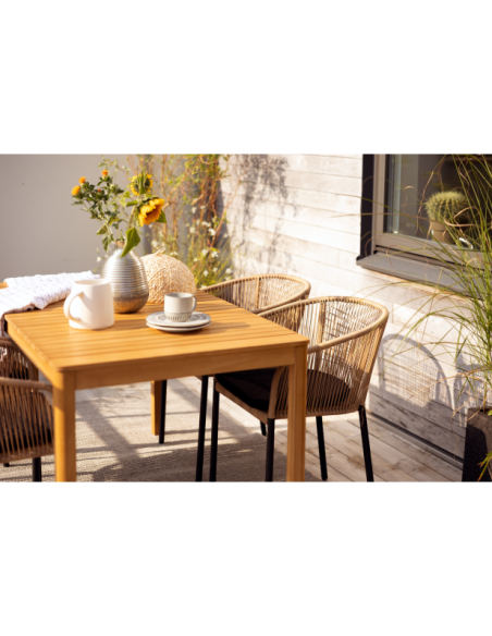 Mesa Exterior JOE 140x80 cm de Comedor, Madera de Teca FSC / Natural - Brafab