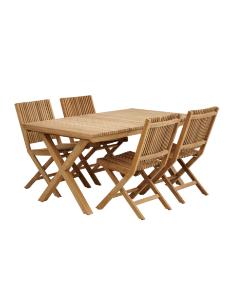 Mesa Exterior JULITA 150x90 cm de Comedor, Madera de Teca / Natural - Brafab