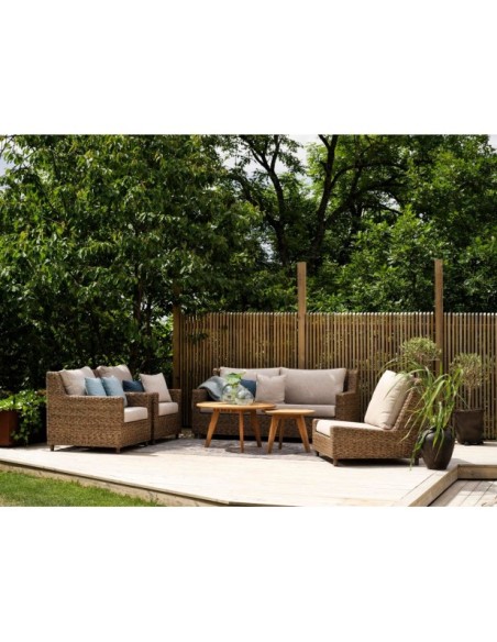 Mesa de Centro Exterior KASTOS Ø90 cm, Madera de Teca / Natural - Brafab