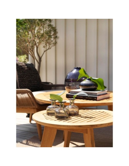 Mesa de Centro Exterior KASTOS Ø60 cm, Madera de Teca / Natural - Brafab