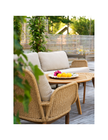 Mesa de Centro Exterior KASTOS Ø60 cm, Madera de Teca / Natural - Brafab