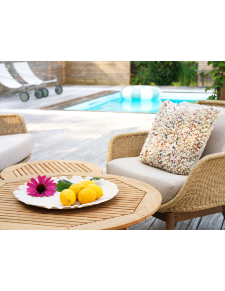 Mesa de Centro Exterior KASTOS Ø60 cm, Madera de Teca / Natural - Brafab