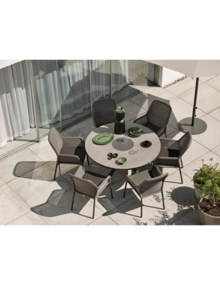 Mesa Exterior KENORA Ø137 cm de Comedor, Aluminio / Antracita / Gris - Brafab