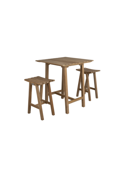 Mesa de Bar Exterior KEROS 80x80 cm, Madera de Teca / Natural - Brafab