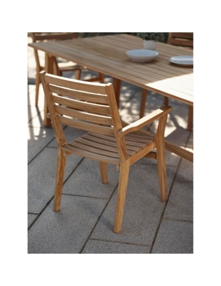 Mesa Exterior KEROS 220x100 cm de Comedor, Madera de Teca / Natural - Brafab