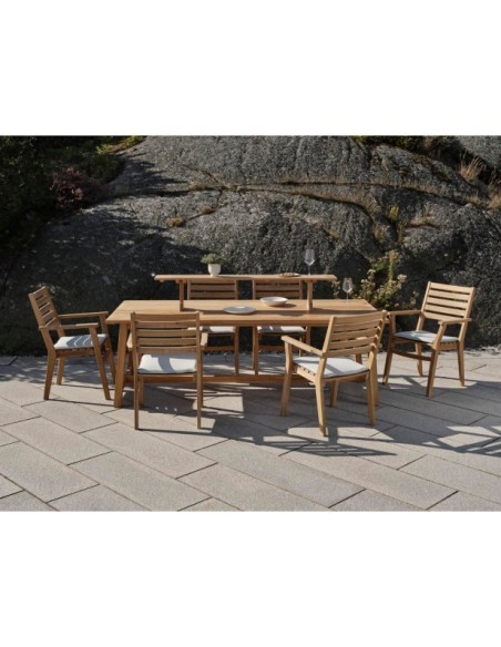 Mesa Exterior KEROS 220x100 cm de Comedor, Madera de Teca / Natural - Brafab