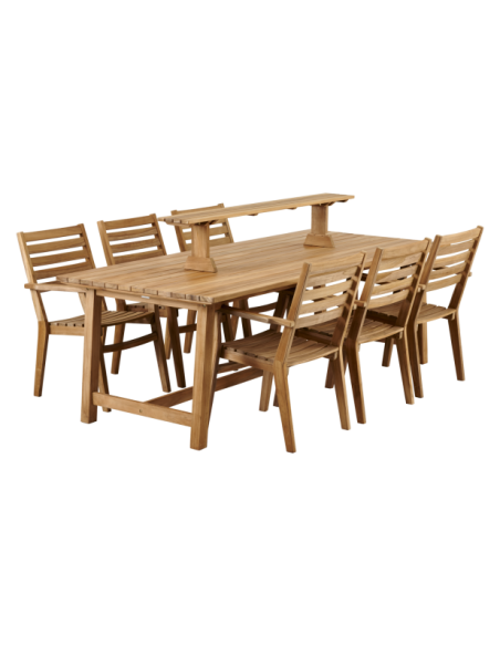 Mesa Exterior KEROS 220x100 cm de Comedor, Madera de Teca / Natural - Brafab