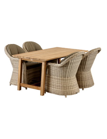 Mesa Exterior KEROS 160x90 cm de Comedor, Madera de Teca / Natural - Brafab