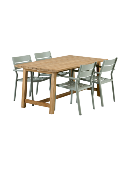 Mesa Exterior KEROS 160x90 cm de Comedor, Madera de Teca / Natural - Brafab