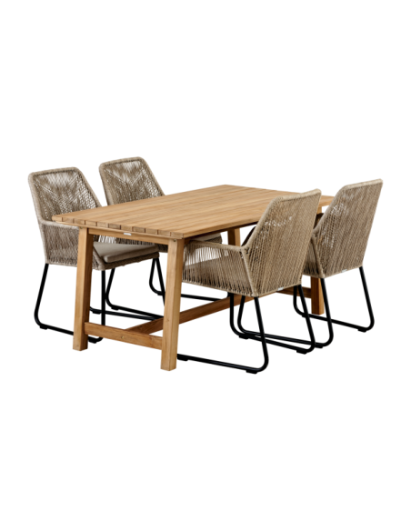 Mesa Exterior KEROS 160x90 cm de Comedor, Madera de Teca / Natural - Brafab