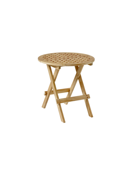Mesa Auxiliar Exterior KRETA Ø50 cm, Madera de Teca / Natural - Brafab