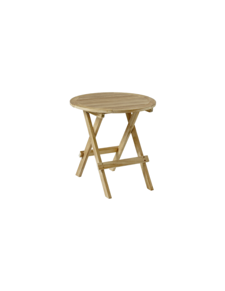 Mesa Auxiliar Exterior KRETA Ø50 cm, Madera de Teca / Natural - Brafab