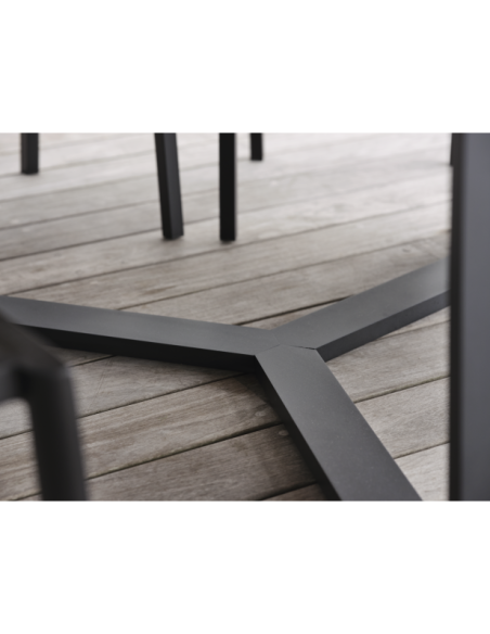 Mesa Exterior LAURION Ø150 cm de Comedor, Madera de Teca, Aluminio / Negro / Natural - Brafab