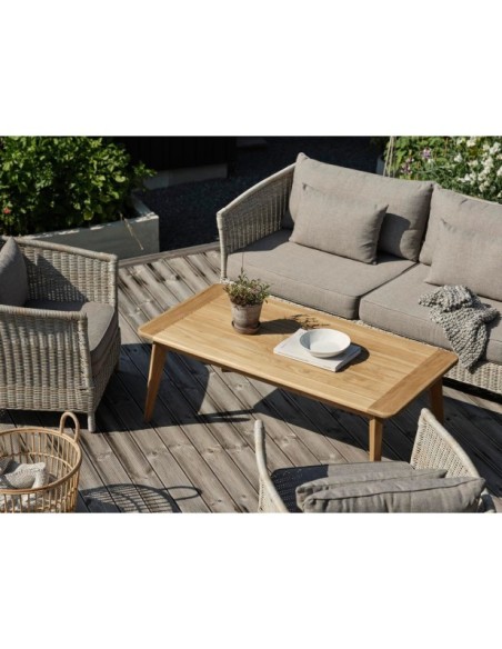 Mesa de Centro Exterior LILJA 140x70 cm, Madera de Teca / Natural - Brafab