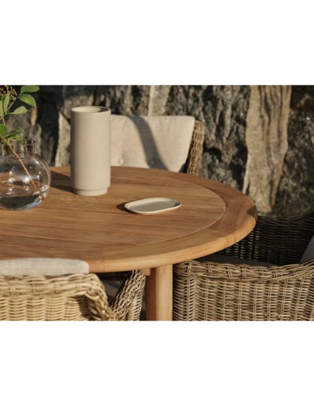 Mesa Exterior LILJA Ø120 cm de Comedor, Madera de Teca / Natural - Brafab
