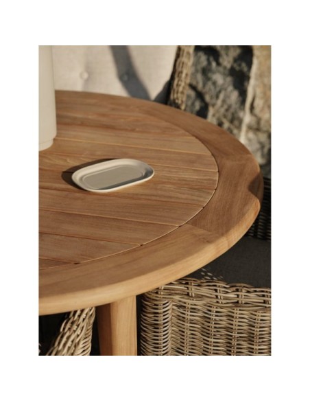 Mesa Exterior LILJA Ø120 cm de Comedor, Madera de Teca / Natural - Brafab