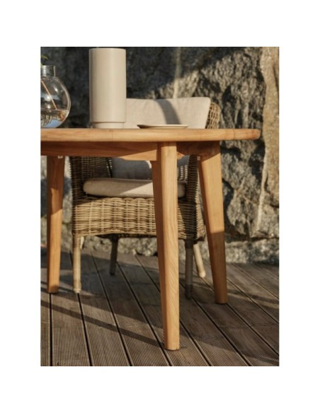 Mesa Exterior LILJA Ø120 cm de Comedor, Madera de Teca / Natural - Brafab