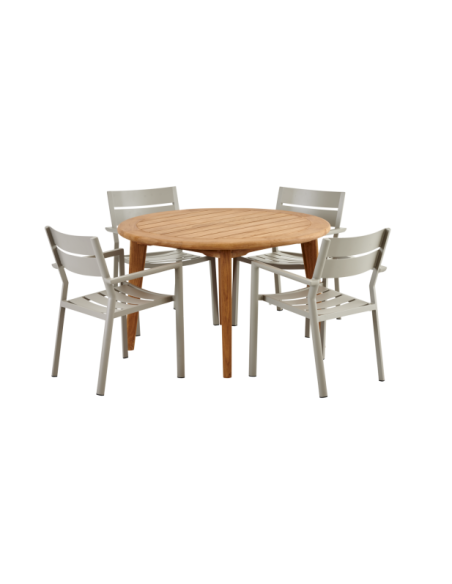 Mesa Exterior LILJA Ø120 cm de Comedor, Madera de Teca / Natural - Brafab
