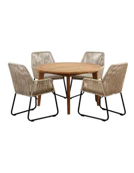 Mesa Exterior LILJA Ø120 cm de Comedor, Madera de Teca / Natural - Brafab