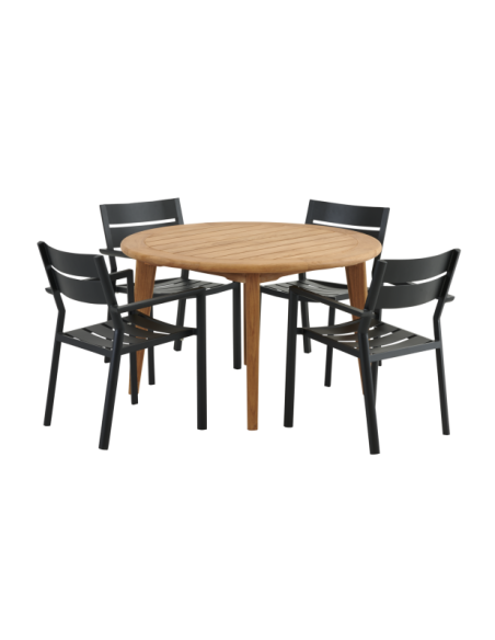 Mesa Exterior LILJA Ø120 cm de Comedor, Madera de Teca / Natural - Brafab
