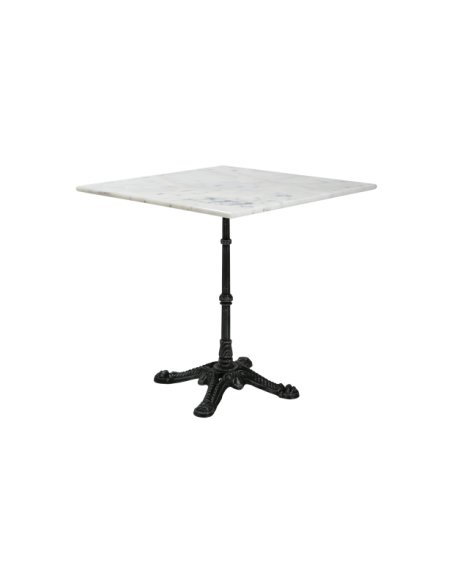 Mesa Bistró Exterior LOIRE 70x70 cm, Hierro fundido, Mármol / Blanco / Negro - Brafab
