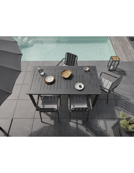 Mesa Extensible Exterior LOMMA 194/312x100 cm de Comedor, Aluminio Antracita - Brafab
