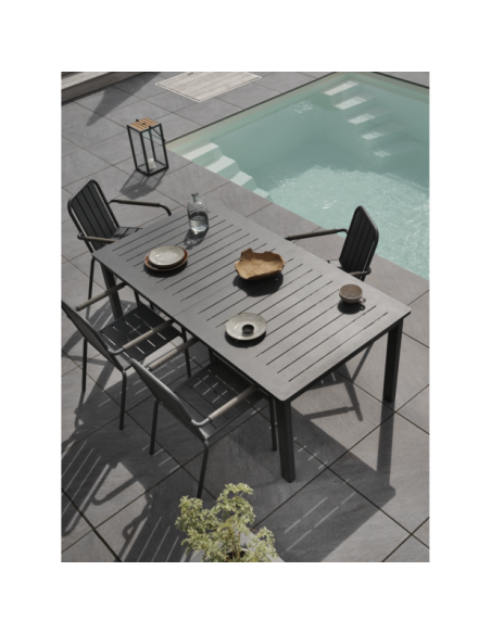 Mesa Extensible Exterior LOMMA 194/312x100 cm de Comedor, Aluminio Antracita - Brafab