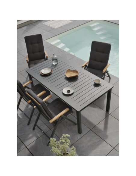 Mesa Extensible Exterior LOMMA 194/312x100 cm de Comedor, Aluminio Antracita - Brafab