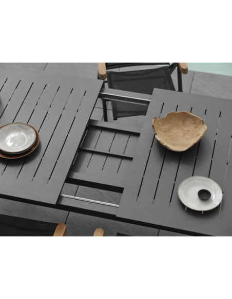 Mesa Extensible Exterior LOMMA 194/312x100 cm de Comedor, Aluminio Antracita - Brafab
