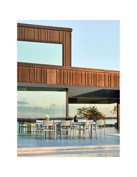 Mesa Extensible Exterior LOMMA 194/312x100 cm de Comedor, Aluminio Caqui - Brafab