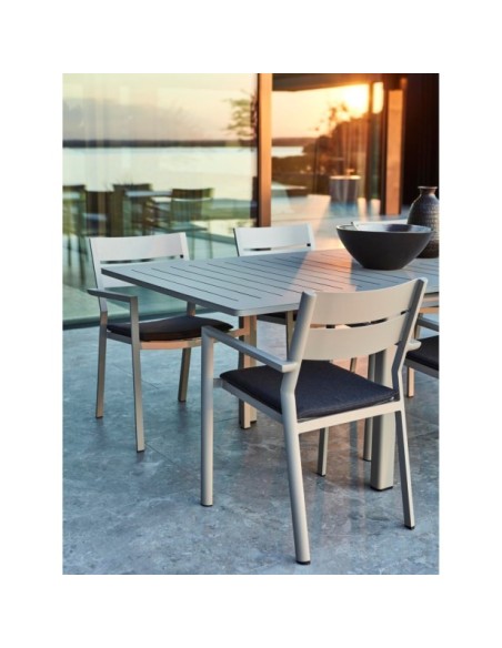 Mesa Extensible Exterior LOMMA 194/312x100 cm de Comedor, Aluminio Caqui - Brafab