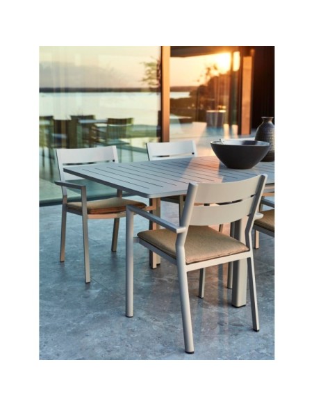 Mesa Extensible Exterior LOMMA 194/312x100 cm de Comedor, Aluminio Caqui - Brafab