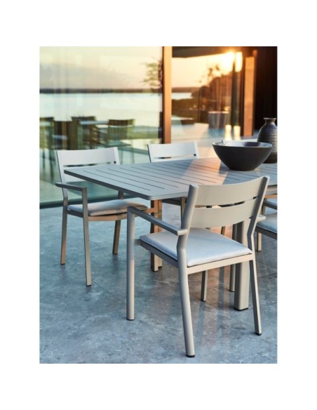 Mesa Extensible Exterior LOMMA 194/312x100 cm de Comedor, Aluminio Caqui - Brafab