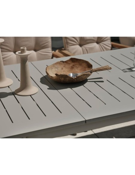 Mesa Extensible Exterior LOMMA 194/312x100 cm de Comedor, Aluminio Gris Claro - Brafab