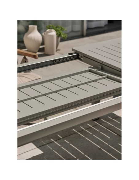 Mesa Extensible Exterior LOMMA 194/312x100 cm de Comedor, Aluminio Gris Claro - Brafab