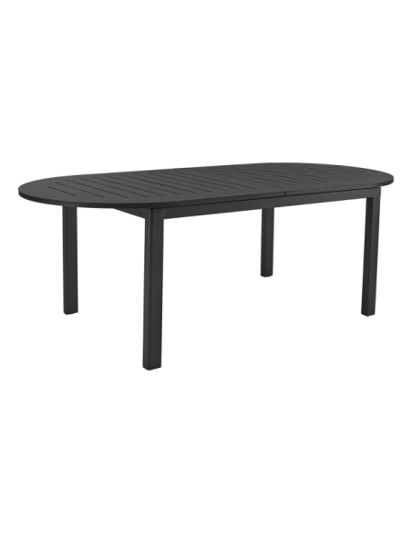 Mesa Extensible Exterior LOMMA ELIPSE 220/280x110 cm de Comedor, Aluminio Negro - Brafab