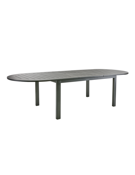 Mesa Extensible Exterior LOMMA ELIPSE 220/280x110 cm de Comedor, Aluminio Negro - Brafab
