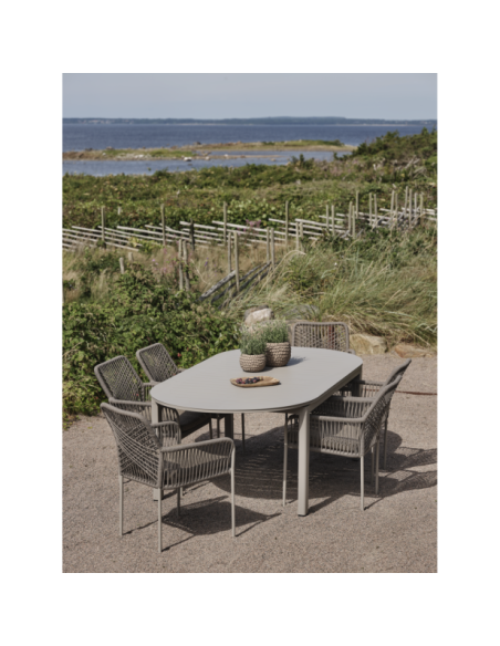 Mesa Extensible Exterior LOMMA ELIPSE 220/280x110 cm de Comedor, Aluminio Caqui - Brafab