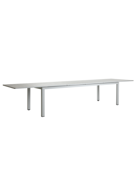 Mesa Extensible Exterior LOMMA XL 260/380x100 cm de Comedor, Aluminio Gris Claro - Brafab