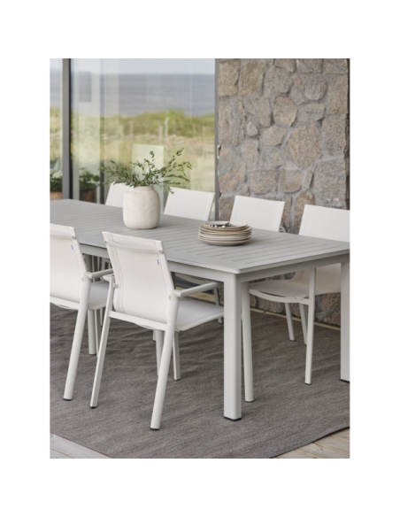 Mesa Extensible Exterior LOMMA XL 260/380x100 cm de Comedor, Aluminio Gris Claro - Brafab