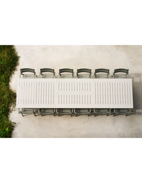 Mesa Extensible Exterior LOMMA XL 260/380x100 cm de Comedor, Aluminio Gris Claro - Brafab
