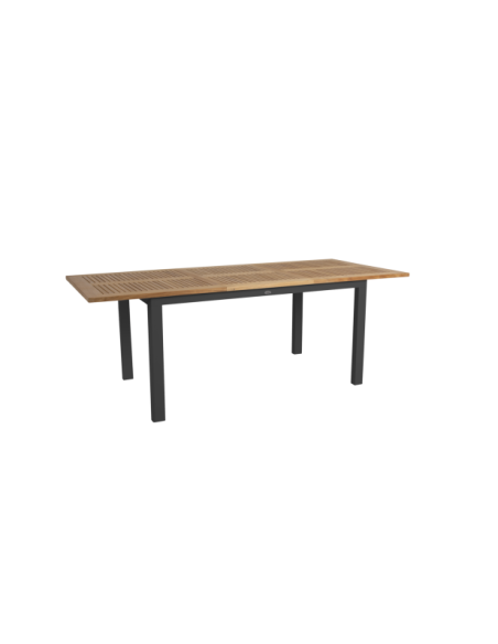 Mesa Extensible Exterior LYON 152/210x92 cm de Comedor, Aluminio, Teca FSC / Negro / Natural - Brafab