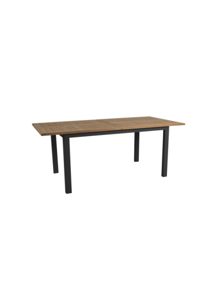 Mesa Extensible Exterior LYON 194/252x92 cm de Comedor, Aluminio, Teca FSC / Negro / Natural - Brafab