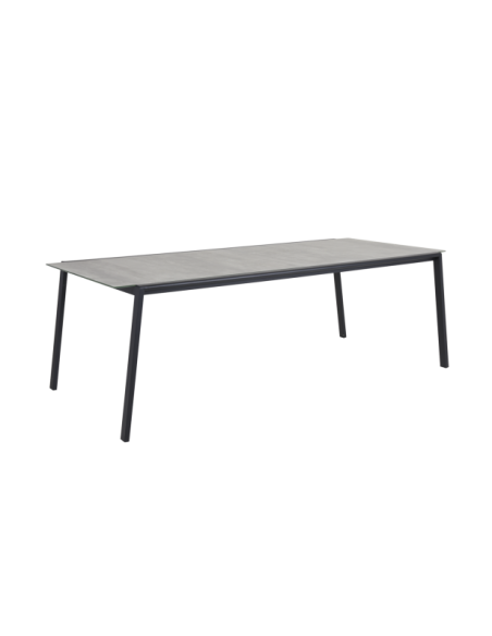 Mesa Exterior LYRA 220x100 cm de Comedor, Acero inoxidable, Cristal / Negro / Arena - Brafab