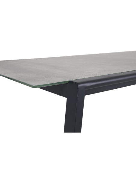 Mesa Exterior LYRA 220x100 cm de Comedor, Acero inoxidable, Cristal / Negro / Arena - Brafab