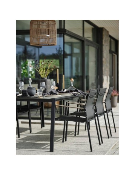 Mesa Exterior LYRA 220x100 cm de Comedor, Acero inoxidable, Cristal / Negro / Arena - Brafab