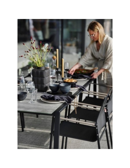 Mesa Exterior LYRA 220x100 cm de Comedor, Acero inoxidable, Cristal / Negro / Arena - Brafab