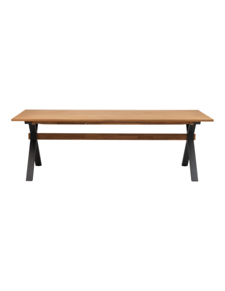 Mesa Exterior MARK 230x95 cm de Comedor, Aluminio, Madera de Teca FSC / Negro / Natural - Brafab