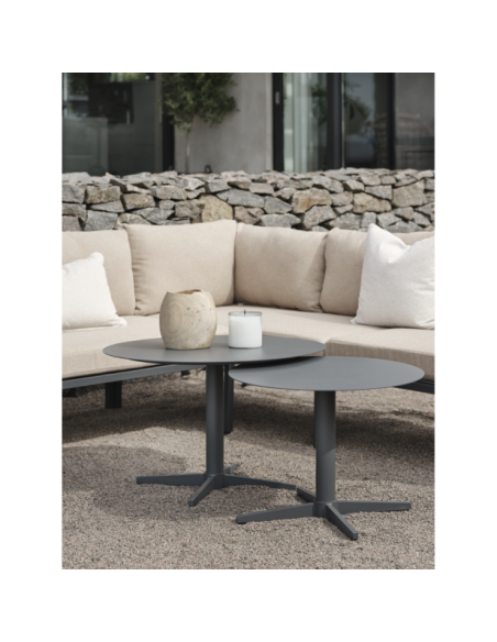 Mesa de Centro Exterior MILL Ø60 cm, Aluminio / Antracita - Brafab